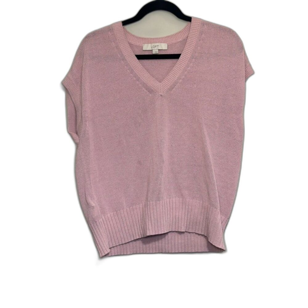 LOFT Pink V-Neck Sleeveless Sweater Vest